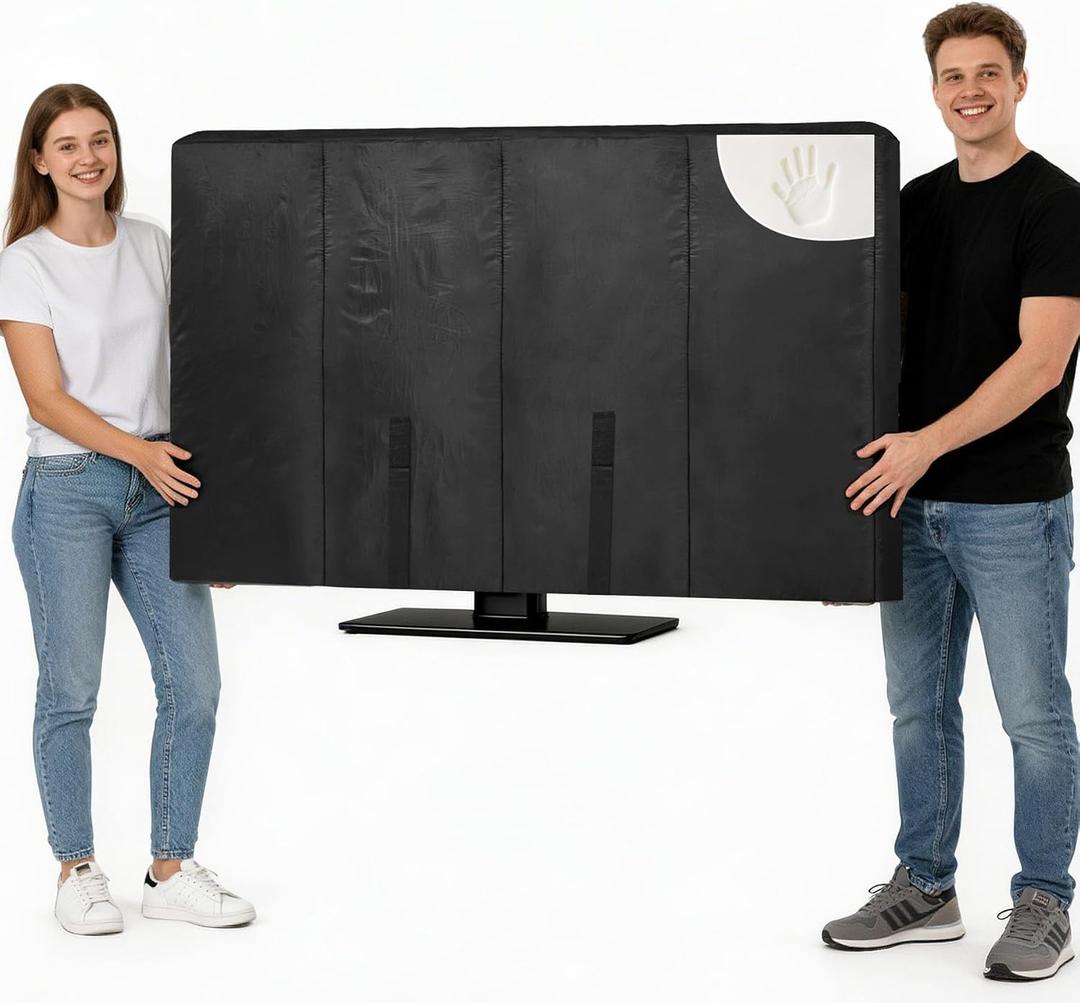 JZHLLA Waterproof Oxford TV Cover for Moving 0.25 Inch Thick Tear Resistance Screen Protector Cover Fits 60"-65" TV with Foam Filling and Bottom Strap for House Moving, Storing