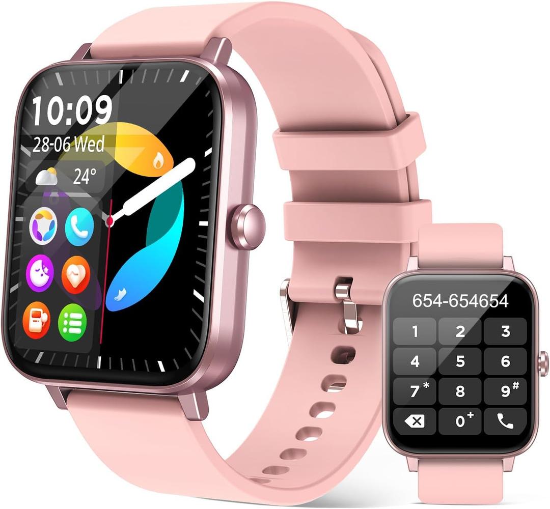 Smart Watch for Women (Answer/Make Call): 1.85" Waterproof Fitness Trackers with 24-Hours Blood Pressure Heart Rate SpO2 Sleep Monitor Watches for Women, iPhone Android Compatible( (Light Pink)