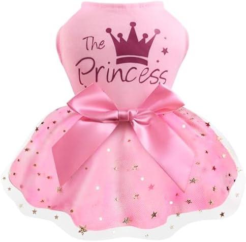 Idepet Princess Dog Dress Tulle Puppy Skirt Pet Apparel Dog Tutu with Bowknot,Birthday Dresses Daisy Sleeveless Holiday Clothes for Small Dogs Girls and Cats, Large