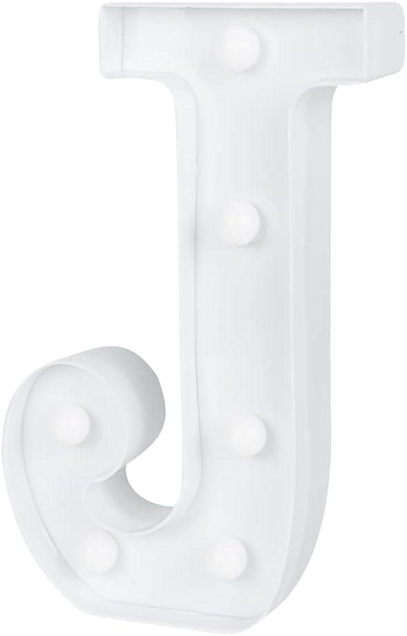 Restaurantware Illumify 6.9 x 1.2 x 8.7 Inch Light Up Letter 1 Durable Marquee LED Light - Letter J Touchproof White Plastic Party Light Keyhole Slot For Parties Weddings Or Special Events
