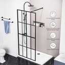 Goodyo 34" X 72" Shower Door Clear Tempered Glass Framed Shower Screen Walk-in Black Finish