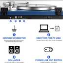 Belt Drive Turntable for Vinyl Record Player and Bluetooth Output(Blue) | Built-in Phono Preamp,USB Digital Output,Magnetic Cartridge,33/45 RPM,High-Gloss Wood Design,No Built-in Speakers