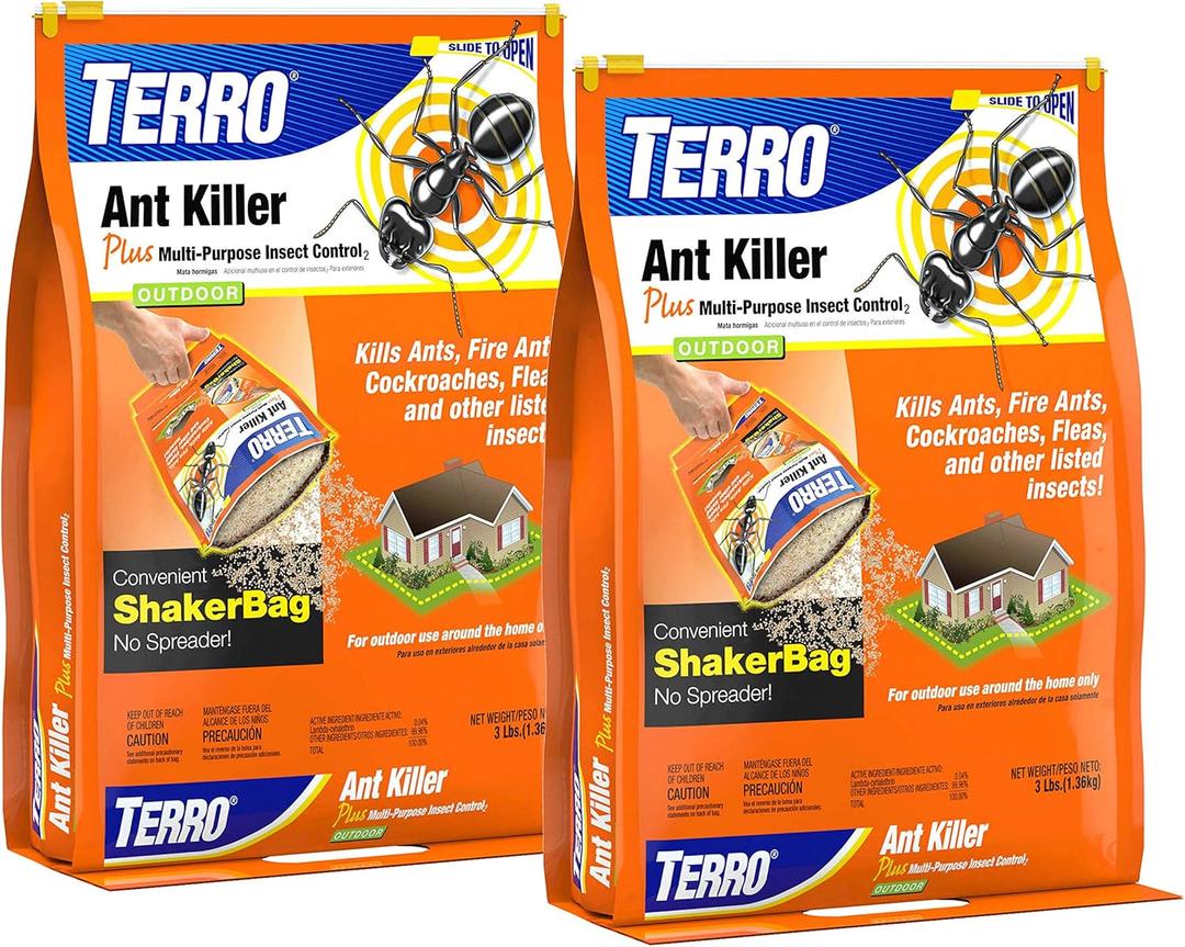 TERRO T901SR Ant Killer Plus Multi-Purpose Insect Control for Outdoors - Kills Fire Ants, Fleas, Cockroaches, and Other Crawling Insects - 2 Pack, Granule