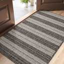 DEXI Dirt Trapper Door Mat, 31x48 Washable Doormat, Dirt Resistant and Absorbent, Easy Clean Low-Profile Floor Rugs for Entryway, Front Door, and Inside Entrance, Striped Grey (2'7" X 4' (Rectangular))