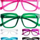 Metalless Screwless Spring Hinges Reading Glasses 6-Pack Women Oversized Readers Cheaters +0.50 (6 Pack Mix Color - R2144)