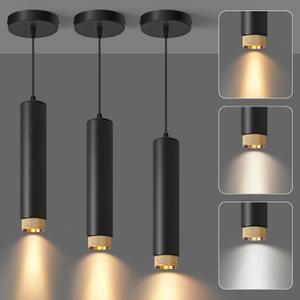 OKELI Modern Black LED Pendant Light for Kitchen Island, 3 Pack  Dimmable Zoomable Pendant, Adjustable Beam Angle, 3 Color Temps 2700K/4000K/6000K, Mini Hanging Light for Bar or Bedroom, 12W 11.8"
