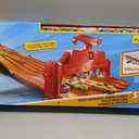 Hot Wheels Toy Car Playset with Lights, Sounds & 6 1:64 Scale Vehicles, Super 6-Lane Raceway, 8-foot Track that Rolls Up for Storage
