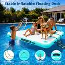 Inflatable Floating Dock Platform with Soft Ladder | 6-inch reinforced PVC dock with soft ladder, pump and repair kit; stable for lake, ocean, swimming, fishing and pets