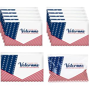 SilTriangle 100 Pcs Christmas Veterans Thank You Gift Bag Veterans Gift Bulk Red Blue EVA Cosmetic Bag American Flag Thank You for Your Service Patriotic USA Party Favors for Men Soldier