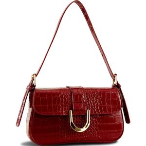 Shoulder Bag for Women Cute Chic Hobo Purses and Handbags Retro Clutch Underarm Purse with 2 Removable Strap (Crocodile Pattern Red)