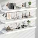 Floating Shelves for Wall, 48 Inch Extra Long White Wall Shelves, Set of 3, Hanging Invisible Brackets Floating Shelves for Living Room,Bedroom,and Kitchen, 3T48IN