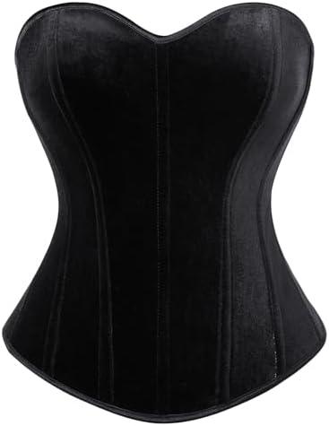 Vintage Velvet Corset Tops for Women Overbust Bodyshaper Crop Top Strapless Open Back Renaisssance Corset. Size 18