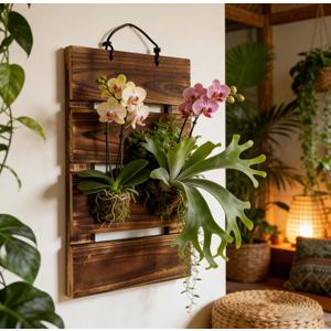 Staghorn Fern Mounting Board Kit Wooden Wall Planter Hanging Plant Holder for Vertical Plant,Platycerium, Orchids,Succulents(Rectangular)