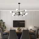 AMZASA Black Sputnik Chandeliers, 12 Light Modern Farmhouse Mid Century Pendant Light, Chandeliers for Dining Room Living Room Kitchen Island Entryway Foyer, UL Listed