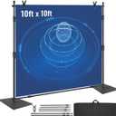 VEVOR 10ft x10ft Pipe and Drape Kit, Heavy Duty Backdrop Stand with Carbon Steel Base, Adjustable Backdrop Support with 2 Clamps and A Carry Bag for Wedding, Party, Event, Photography and Exhibition