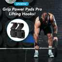 SPORTIC Weight Lifting Hooks (Pair) - Heavy Duty Lifting Wrist Straps, Hand Grip Support for Deadlifts, Pull Ups, Shrugs, Weightlifting Hooks Gym Gloves for Men and Women (Black)