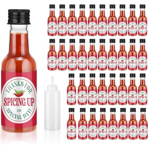 Willinglong 36 Pack Mexican Wedding Favors Cinco De Mayo Hot Sauce Bottle for Guests Mini Hot Sauce Bottles Thanks for Spicing up 1.7oz Fiesta Bridal Shower Favor Gifts for Wedding Taco Party Supplies