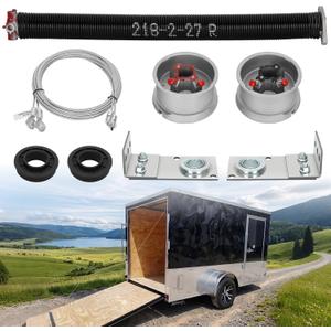 TSAP780 Ramp Door Spring Kit for 7' Wide Cargo Trailers, 80 LB Torsion Spring Assembly with Cables, Drums & Mounting Hardware, Torsion Bar Not Included
