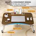 Folding Lap Desk, 23.6 Inch Wood Laptop Bed Desk with Cup Holder, Portable Bed Table for Working Writing Reading, Eating for Bed, Floor, Sofa, Couch - Brown