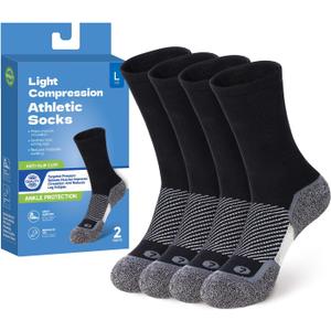 Athletic Socks for Women and Men (2 Pairs) Sport Running Crew Socks - Moisture Wicking Sock for Hiking, Cycling, Gym (S)
