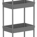 Sooyee 4 Tier Wide Storage Cart Mobile Shelving Unit Organizer Slide Out Storage Rolling Utility Cart Tower Rack for Kitchen Bathroom Laundry, Plastic & Stainless Steel,Grey (Gray)