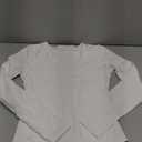 PUMIEY Women's Scoop Neck Long Sleeve Bodysuit Body-hugging Sexy Tops Smoke Cloud Collection White S