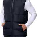 WHN Men's Puffer Vest Outerwear Winter Zipper Quilted Puffy Sleeveless Jacket Outdoor Size M to XXL (L)