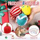 12 Sets Christmas Crochet Ornaments for Tree Decor, Totally Handmade Knitted Christmas Bulb Ball Ornament with Positive Cards and Bags for Xmas Stocking Stuffers and Office Coworker Gifts