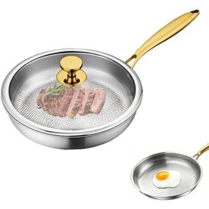 Titanium Hammered Pan Pro, 2026 New Multifunctional Ultra-Durable Scratch-Resistant Non Stick, Even Heating for Cooking with All Cooktops,With lid,10.23in