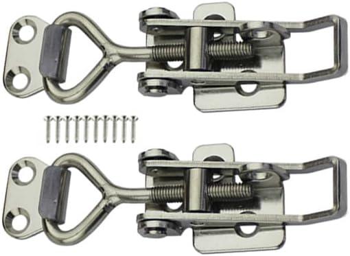 Adjustable Buckle Cabinet Boxes Lever Handle Toggle Catch Latch Lock with Screws,2 Pcs (SK-2S,Range:97-123mm)