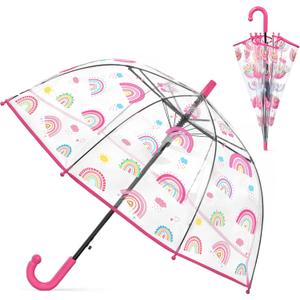 Kids Clear Bubble Umbrella for Toddler Girls(Boho Rainbow), 27.6 inches