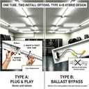 Brtstiun T8 LED Bulbs 4 Foot 24W Equivalent 65W, 3200LM 5000K LED Tube Light, G13 Base Clear Lens, Type A+B Plug & Play or Ballast Bypass, LED Replacement Fluorescent Light Bulbs, Non-Dimmable, 4 Pack