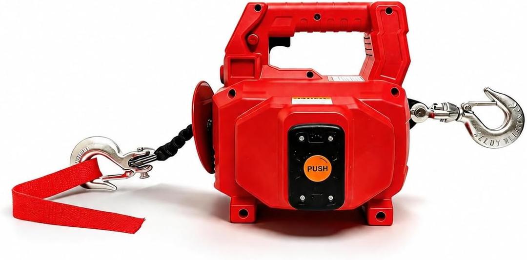 1000LB Battery-Powered Winch with 40FT Synthetic Rope, Compatible with Milwaukee 18V Batteries (4.0Ah+), Portable Wireless Remote Control Winch for Lifting & Pulling(Without Battery，Strap)