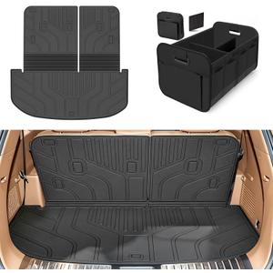 Cargo Trunk Mat with Backrest Mats for Kia Telluride 2027 7&8 Seater,All Weather Protection TPE Heavy Duty Cargo Liner Telluride Accessories,Black