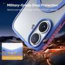 SUCGLES for iPhone 16 Plus Case with MagSafe [Ultra Strong Magnetic] [12FT Military Drop Protection] [Soft Non-Slip Grip] Translucent Matte Slim Thin Phone Cover 6.7" for Apple 16plus, Sierra Blue