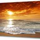 Muolunna S04650 Canvas Prints Wall Art Sunset Ocean Beach Pictures Photo Paintings for Living Room Bedroom Home Decorations Stretched and Framed Ready to Hang Seascape Waves Artwork 20x40inch