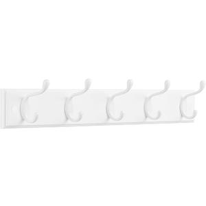 SONGMICS Wall-Mounted Coat Rack, Hook Rack, 5 Dual Metal Hooks, for Coats, Bags, Keys, in The Entryway, Bedroom, Living Room, White ULHR235W01