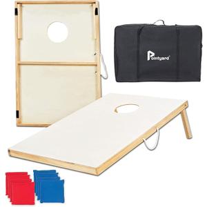 Outdoor Cornhole Set, Regulation Cornhole Outdoor Games Set with 8 All-Weather Cornhole Bean Bags and Carrying Case - Portable Backyard Cornhole Board Game for Teens Adults Family