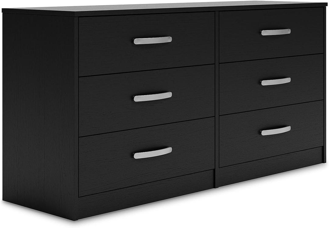 Signature Design by Ashley Finch Modern 6 Drawer Dresser with Ball-bearing Construction and Safety Stop, Black