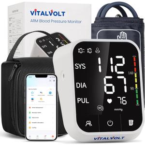 Blood Pressure Monitor for Home Use, Automatic Arm BP Machine with Large Adjustable Cuff (8.7-17), Bluetooth Heart Rate Monitor, Accurate Digital BP Monitor for iOS & Android