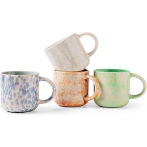 MONITO 12 OZ Coffee Mugs Set of 4, Modern Ceramic Coffee Mugs Set with handle for Tea/Latte/Cappuccino/Milk/Cocoa (Colorful)