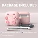 DamonLight Game Case for AirPods 4 Cover Shock-Proof Protective Silicone Case with Keychain for Apple Airpods 4th Generation 2024 Released (Pink)