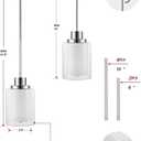 1-Light Mini Pendant Light Fixtures, 2-Pack Modern Hanging Ceiling Light, Adjustable Height, Brushed Nickel Pendant Lighting with Dual Glass for Kitchen Hallway, 2 Count