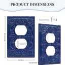 Decorative Outlet Covers Navy Blue 3D Floral Embossed 1 Gang Duplex Light Switch Cover Plate Unique Wall Plate Electrical Switch Plate Covers for Bedroom Home Decor