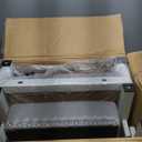 DUMOS Saddle Bar Stools Set of 4, 24 Inch Counter Height Stools with Curved PU Leather Surface, 3.7" Thick Upholstery Bar Height Stools with Footrest for Kitchen Island, Dining, Cafe, Gray (Grey)