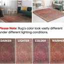 Keen Home Design 3x5 Rug - Machine Washable Entry Rug with Non-Slip Backing, Ideal for Enteryway, Kitchen, Bathroom, Laundry Room - Vintage, Easy Clean, Durable, Low Pile Rug - (3' x 5') (Red/Brown)