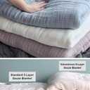 HIORIE Japanese Gauze Blanket, 8-Layered Twin Size, 100% Cotton, Lightweight Soft Breathable All Season, Machine Washable, Smoke Blue, 69x79inches