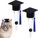 PETKNOWS 4 Pack Mini Graduation Caps with Blue Tassels, Mini Pet Graduation Caps Small Animal Bachelor Hats with Adjustable Elastic Strap for Cats and Dogs Photo Props Party Supply