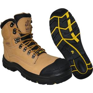 WOLF Work Boot | 100% Waterproof Genuine Leather | Oil, Impact, Compression & Puncture Resistant | Electrical Hazards | Non-Slip Sole | Padded Collar | Construction | Industrial PPE (6, Tan Composite Toe)