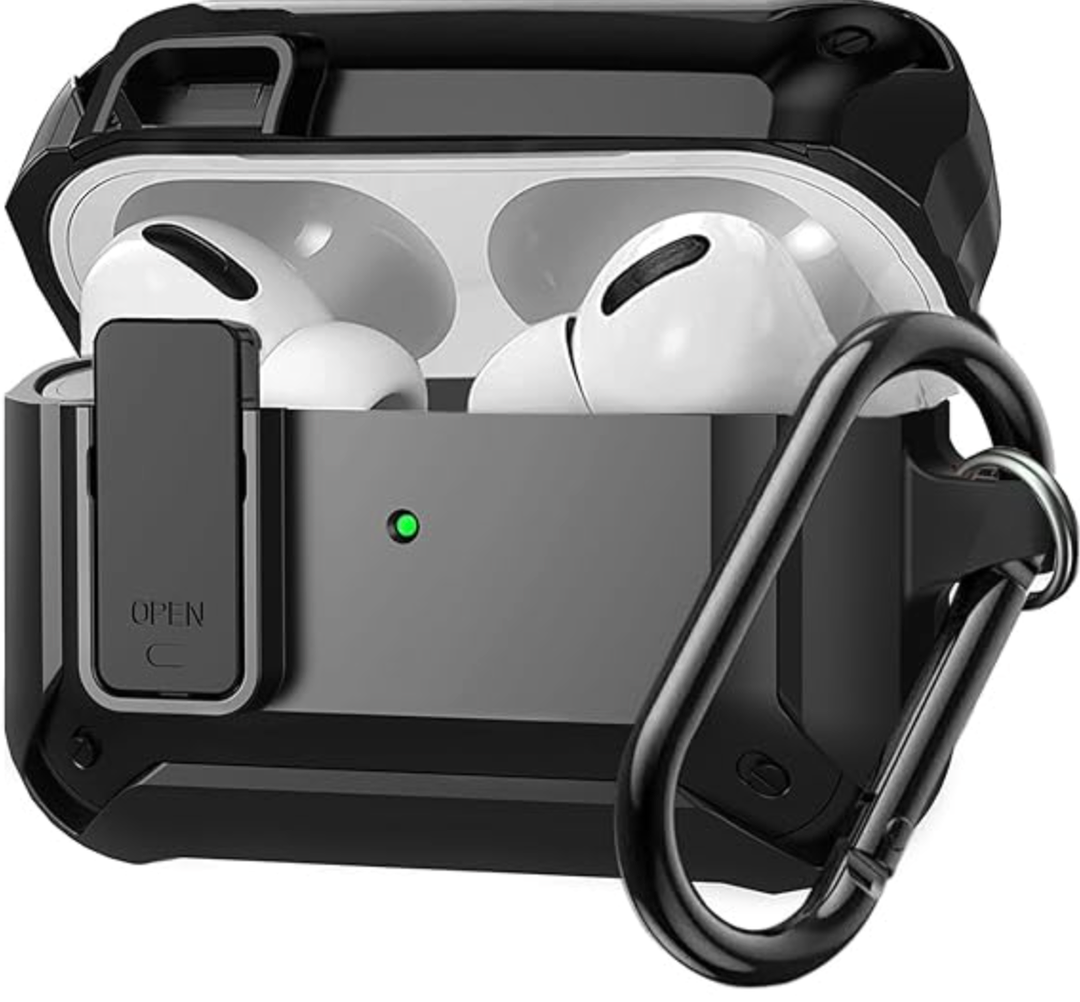 Olytop for Airpods Pro 3 Case with Magnetic Automatic Lock, Rugged Apple Airpods Pro 3rd Generation Cover 2025, Armor Shockproof iPod Pro3 Gen Protective Hard Shell Carabiner&Cleaner Kit, Black